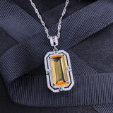 Vintage Silver Pendant Necklace Zircon Crystal Sweater Chain Jewelry