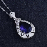 Silver Lab Sapphire Stone Pendant Necklace Anniversary Gift