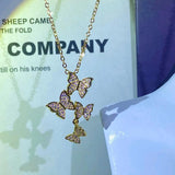 Small Butterfly Necklace with Zircon Silver Chain Choker