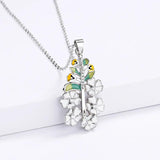 Silver Epoxy Flower Pendant Necklace for Women