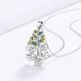 Silver Epoxy Flower Pendant Necklace for Women