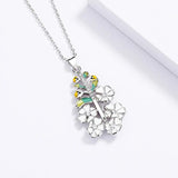 Silver Epoxy Flower Pendant Necklace for Women