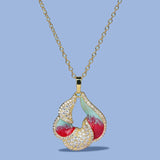 Colorful Enamel Women's Pendant Necklace Zircon Clavicle Chain