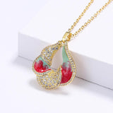Colorful Enamel Women's Pendant Necklace Zircon Clavicle Chain