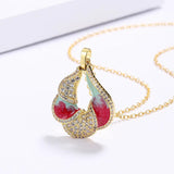 Colorful Enamel Women's Pendant Necklace Zircon Clavicle Chain