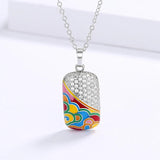 Irregular Enamel Zircon Pendant Necklace