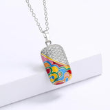 Irregular Enamel Zircon Pendant Necklace