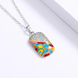 Irregular Enamel Zircon Pendant Necklace