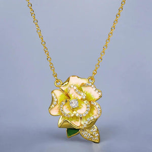 Yellow Flowers Pendant Necklace Enamel Women's Party Jewelry