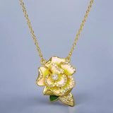 Yellow Flowers Pendant Necklace Enamel Women's Party Jewelry