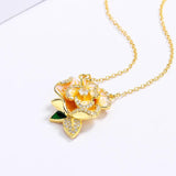 Yellow Flowers Pendant Necklace Enamel Women's Party Jewelry
