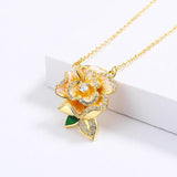 Yellow Flowers Pendant Necklace Enamel Women's Party Jewelry