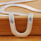925 Sterling Silver 6mm Flat Snake Chain Necklace 16-24 Inch