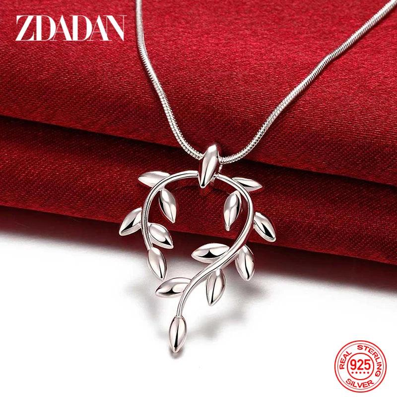 925 Silver Leaf Necklace Chain for Women Wedding Jewelry