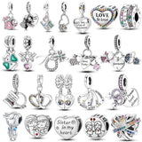 925 Silver Little Girl Love Mom Forever Infinity Dangle Charm Bead