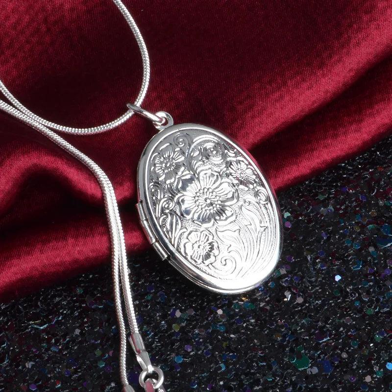 Sterling Silver Egg-Shaped Pendant Necklace 1mm Snake Chain Charm Jewelry