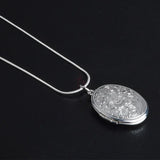 Sterling Silver Egg-Shaped Pendant Necklace 1mm Snake Chain Charm Jewelry