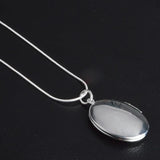 Sterling Silver Egg-Shaped Pendant Necklace 1mm Snake Chain Charm Jewelry