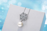 925 Silver Snowflake Pearl Necklace
