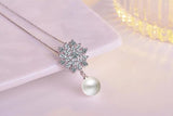 925 Silver Snowflake Pearl Necklace