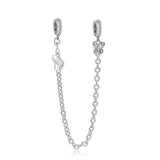 Silver 925 Sparkle Butterfly Safety Chain Charm Bead for Bracelet DIY Jewelry