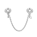 Silver 925 Sparkle Butterfly Safety Chain Charm Bead for Bracelet DIY Jewelry