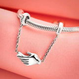 Silver 925 Sparkle Butterfly Safety Chain Charm Bead for Bracelet DIY Jewelry