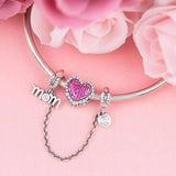 Silver 925 Sparkle Butterfly Safety Chain Charm Bead for Bracelet DIY Jewelry