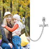Silver 925 Sparkle Butterfly Safety Chain Charm Bead for Bracelet DIY Jewelry