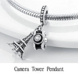 Sterling Silver Travel Charm for Bracelet Necklace, Airplane Earth Jewelry Gift