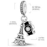 Sterling Silver Travel Charm for Bracelet Necklace, Airplane Earth Jewelry Gift