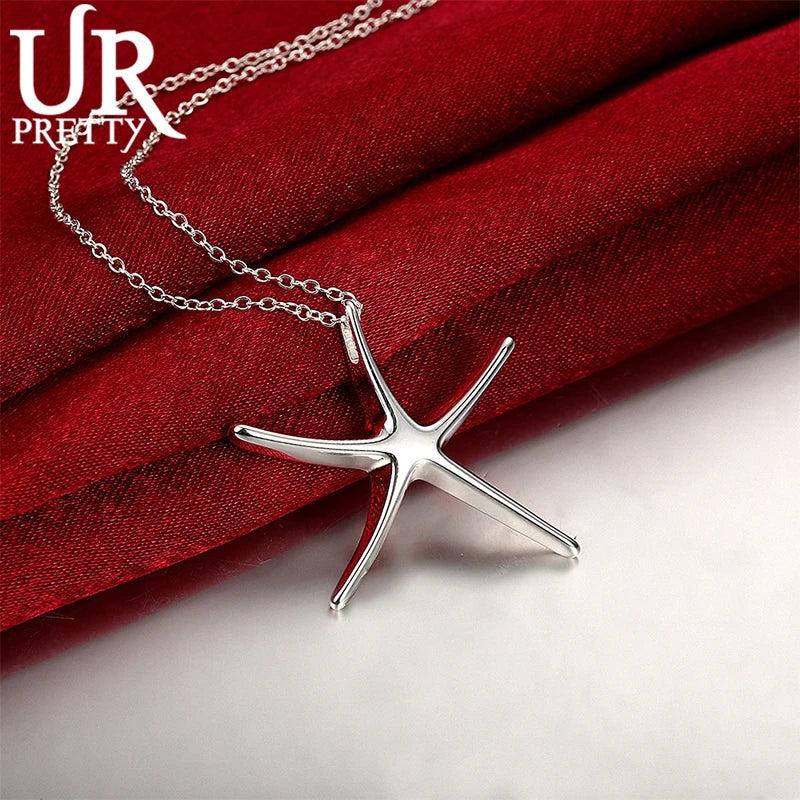 925 Silver Sea Star Pendant Necklace 16-30 Inch
