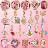 925 Silver Rose Charm CZ Beads for DIY Jewelry