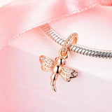 925 Silver Rose Charm CZ Beads for DIY Jewelry