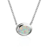 Vintage Opal Necklace 925 Silver Birthstone Pendant