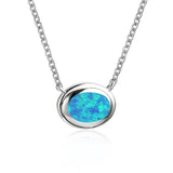 Vintage Opal Necklace 925 Silver Birthstone Pendant