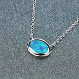 Vintage Opal Necklace 925 Silver Birthstone Pendant