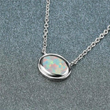 Vintage Opal Necklace 925 Silver Birthstone Pendant