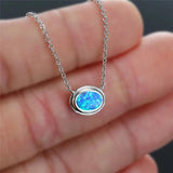 Vintage Opal Necklace 925 Silver Birthstone Pendant