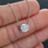 Vintage Opal Necklace 925 Silver Birthstone Pendant