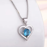 Aquamarine Heart Pendant Necklace, Dating Gift