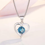 Aquamarine Heart Pendant Necklace, Dating Gift