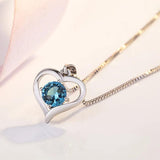Aquamarine Heart Pendant Necklace, Dating Gift