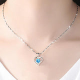 Aquamarine Heart Pendant Necklace, Dating Gift