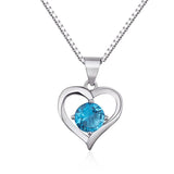 Aquamarine Heart Pendant Necklace, Dating Gift