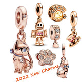 Cat Charms Rose Beads 925 Silver Galaxy Fit 925 Bracelets DIY Jewelry