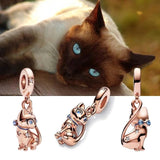 Cat Charms Rose Beads 925 Silver Galaxy Fit 925 Bracelets DIY Jewelry