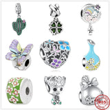 Cactus Vase Rainbow Flower Beads for Silver 925 Bracelet