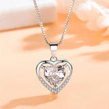 925 Silver Heart Pendant Necklace with Austrian Rhinestone Crystals