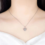 925 Silver Heart Pendant Necklace with Austrian Rhinestone Crystals